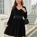 Zeagoo Women's Elegant Velvet Dress Winter Dress (DE Only)