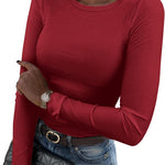 Zeagoo Damen Langarm T-Shirt Basic Slim Fit Tops (DE Only)