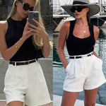 Zeagoo Shorts Casual Elastic High Waist Wide Leg Short Trousers (DE Only)