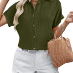 Zeagoo Short Sleeve Casual Roll-Up Cuffed Tops
