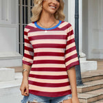 Zeagoo Oversized Loose Fit Short Sleeve Striped Tops
