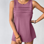 Zeagoo Tank Top Blouses Scooped Neck Pleated Front Shirts