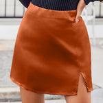 Zeagoo Satin Silk High Waisted Split Slit Hem Aline Zipper Party Short Skirt