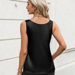 Zeagoo Silk Satin Tank Tops Scoop Neck Sleeveless Tops