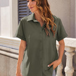 Zeagoo Women's Cotton Button Down Shirts Short Sleeve Casual Shirts