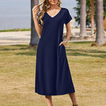 Zeagoo Floral Dress Short Sleeve Beach Dress