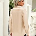 Zeagoo Satin Blouses Casual Long Sleeve Button Down Silk Shirts