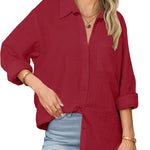 Zeagoo Linen Button Down Shirts  Long Sleeve Cotton Gauze Tops