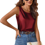Zeagoo Satin Top Women's Elegant Silk Top Basic Blouse (DE Only)