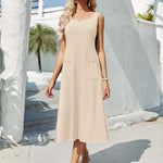 Zeagoo Floral Beach Sundress Casual A-Line Midi Tank Dresses