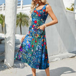 Zeagoo Floral Beach Sundress Casual A-Line Midi Tank Dresses