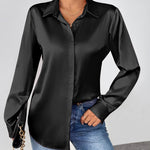 Zeagoo Satin Blouses Casual Long Sleeve Button Down Silk Shirts