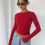 Zeagoo Women Y2K Crewneck Long Sleeve Slim Fit T-Shirt