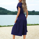 Zeagoo Women's Casual Dress Flutter Button Down Tiered Flowy Dress