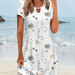 Zeagoo Women's Casual A-Line Dresses with Pockets Floral Tshirt Dress