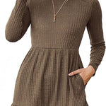 Zeagoo Women's Autumn Dress Long Sleeve Round Neck Knitted Dress
