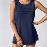 Zeagoo Tank Top Blouses Scooped Neck Pleated Front Shirts