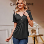 Zeagoo Tunic Tops V Neck Loose Fit Short Sleeve Shirt (DE Only)
