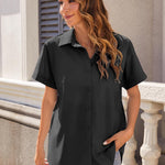 Zeagoo Women's Cotton Button Down Shirts Short Sleeve Casual Shirts