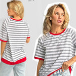 Zeagoo Women Striped T Shirts Oversized Short Sleeve Tops