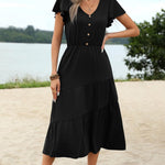 Zeagoo Women's Casual Dress Flutter Button Down Tiered Flowy Dress