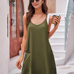 Zeagoo Spaghetti Strap Dress Casual V Neck Beach Dress (DE Only)