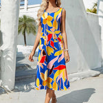 Zeagoo Floral Beach Sundress Casual A-Line Midi Tank Dresses