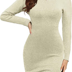 Zeagoo Women's Dress Knitted Dress Long-Sleeved Dress (DE Only)