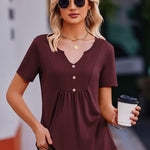 Zeagoo Tunic Tops V Neck Loose Fit Short Sleeve Shirt (DE Only)