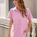 Zeagoo Women's Cotton Button Down Shirts Short Sleeve Casual Shirts