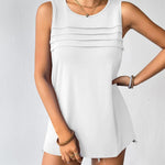 Zeagoo Tank Top Blouses Scooped Neck Pleated Front Shirts