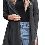 Hooded Long Cardigans Maxi Cardigan with Hood Open Front Lightweight Duster Coat with Pocket - Zeagoo (Us Only)