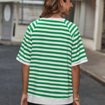 Zeagoo Women Striped T Shirts Oversized Short Sleeve Tops
