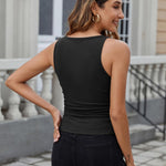 Zeagoo Ribbed Tank Tops 3 Pack Scoop Neck Ruched Shirts