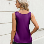 Zeagoo Silk Satin Tank Tops for Women Scoop Neck Sleeveless Tops