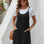 Zeagoo Spaghetti Strap Dress Casual V Neck Beach Dress (DE Only)