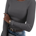 Zeagoo Damen Langarm T-Shirt Basic Slim Fit Tops (DE Only)