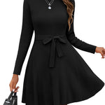 Zeagoo Women's Casual Dress Tie Waist Fall Ribbed Dress