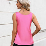 Zeagoo Silk Satin Tank Tops for Women Scoop Neck Sleeveless Tops