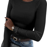 Zeagoo Langarmshirt Damen Rundhals Basic T-Shirt