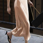 Zeagoo Satin Skirt Long High-Waisted Skirt Elegant Silk Midi Skirt (DE Only)