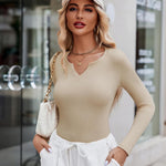 Zeagoo Long Sleeve T Shirts Casual V Neck Ribbed Tunic Tops