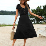 Zeagoo Women's Casual Dress Flutter Button Down Tiered Flowy Dress