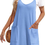 Zeagoo Spaghetti Strap Dress Casual V Neck Beach Dress (DE Only)