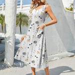 Zeagoo Floral Beach Sundress Casual A-Line Midi Tank Dresses