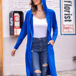 Hooded Long Cardigans Maxi Cardigan with Hood Open Front Lightweight Duster Coat with Pocket - Zeagoo (Us Only)
