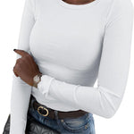 Zeagoo Langarmshirt Damen Rundhals Basic T-Shirt
