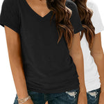 Zeagoo Women Casual Soft V Neck Basic Tee Tops
