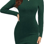 Zeagoo Women's Dress Knitted Dress Long-Sleeved Dress (DE Only)