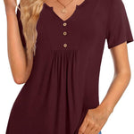 Zeagoo Tunic Tops V Neck Loose Fit Short Sleeve Shirt (DE Only)